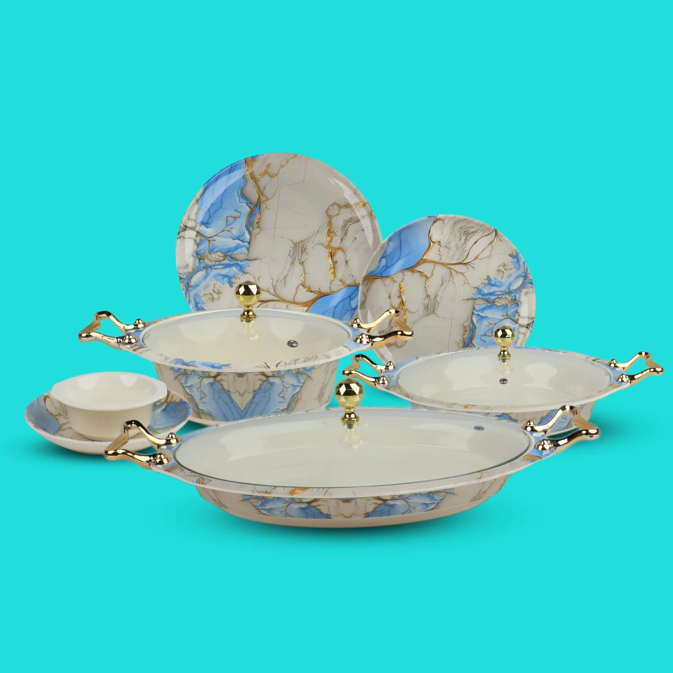Crystal Coated 100% Double Glaze Melamine Dinner Set – Premium Quality 80 Pcs Set for 8 Persons - Image 3
